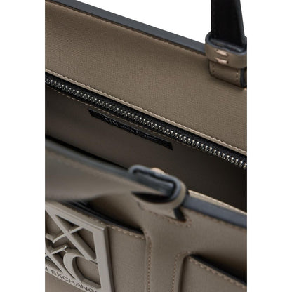 Bolso de mano de piel sintética beige Armani Exchange