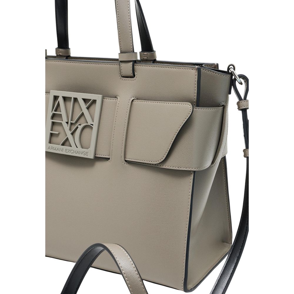 Bolso de mano de piel sintética beige Armani Exchange