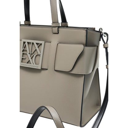 Bolso de mano de piel sintética beige Armani Exchange