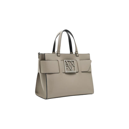 Bolso de mano de piel sintética beige Armani Exchange