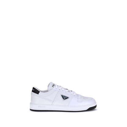 Prada White Calf Leather Sneakers - Perforated Toe And Laces