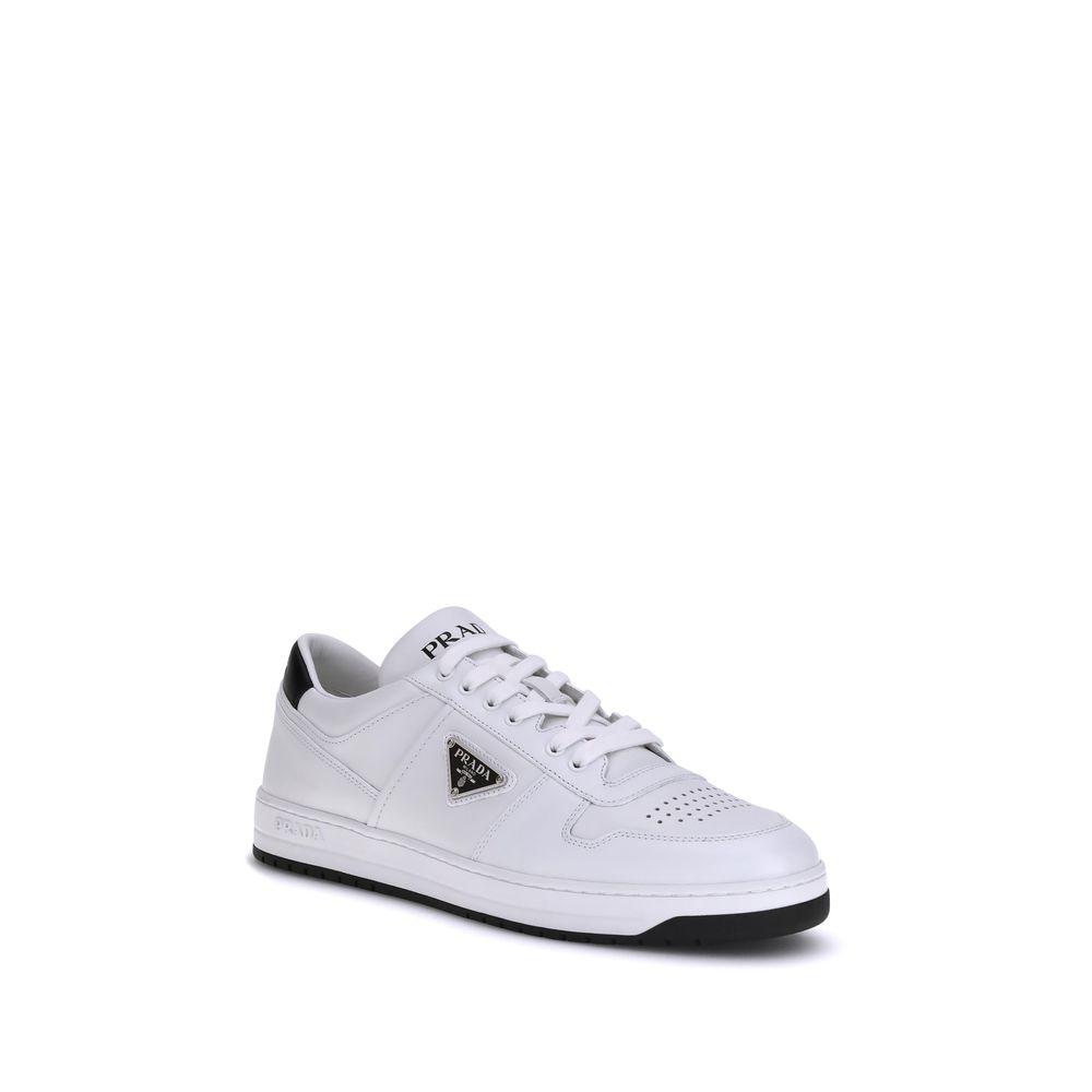 Prada White Calf Leather Sneakers - Perforated Toe And Laces