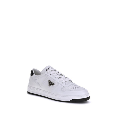Prada White Calf Leather Sneakers - Perforated Toe And Laces