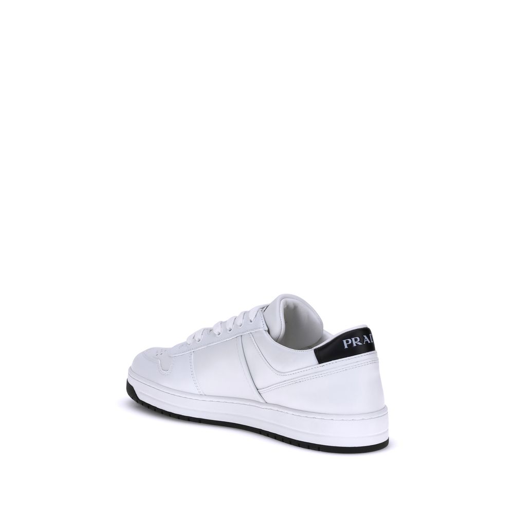 Prada White Calf Leather Sneakers - Perforated Toe And Laces