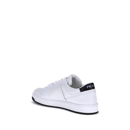 Prada White Calf Leather Sneakers - Perforated Toe And Laces