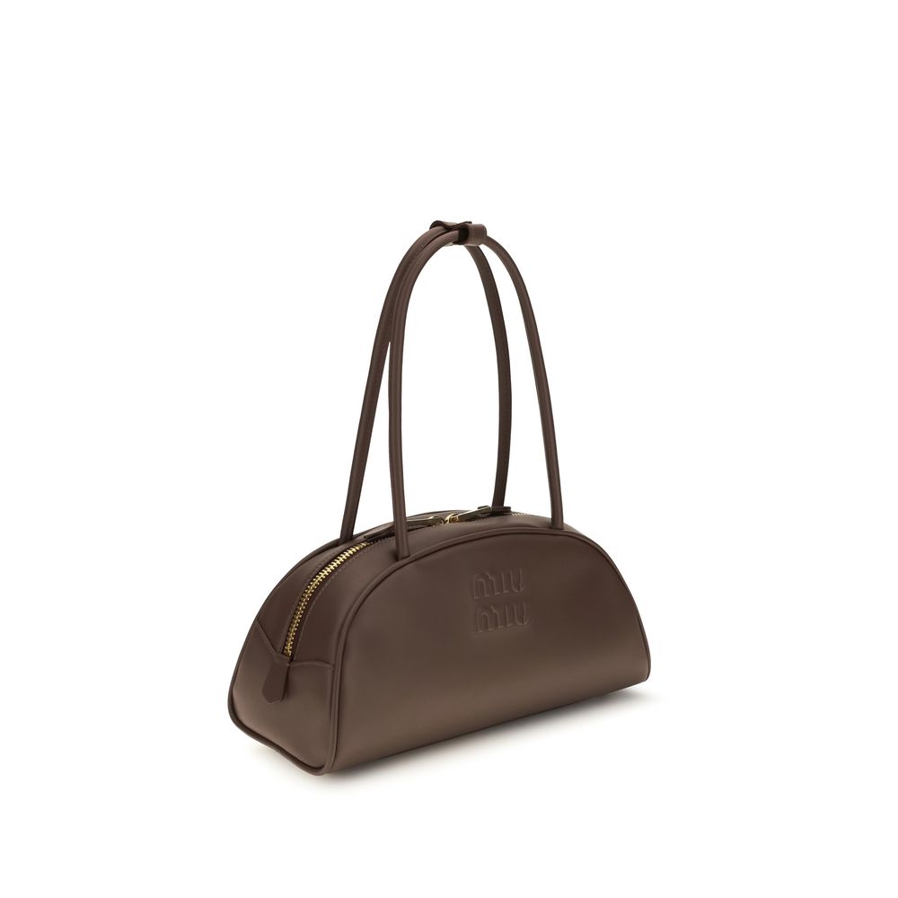 Bolso de hombro Miu Miu de piel de becerro marrón Bos Taurus