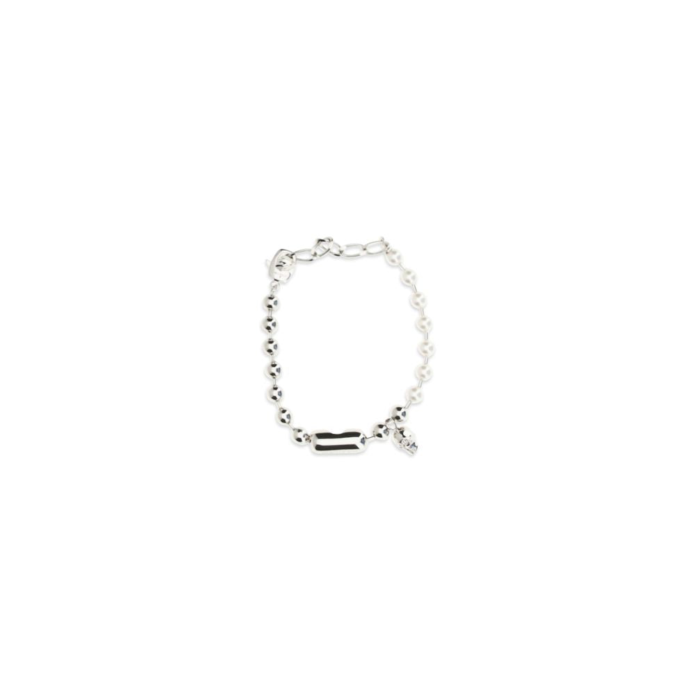 Alexander McQueen Pulsera De Latón Blanco - Acabado Refinado