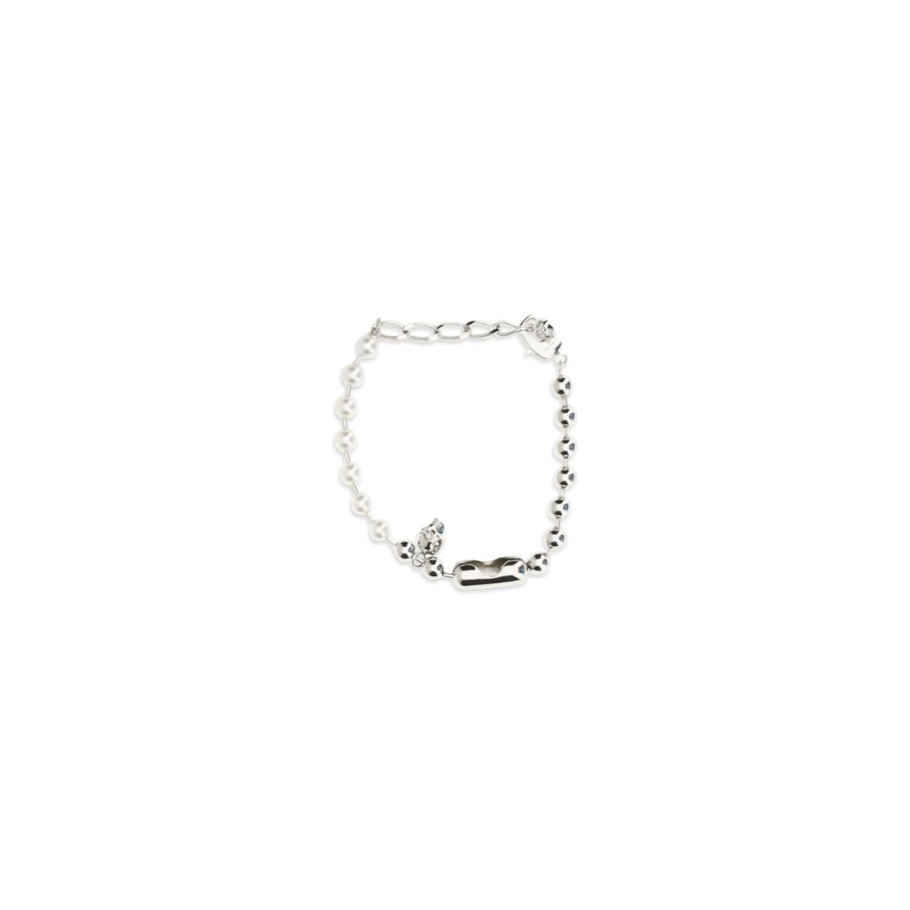 Alexander McQueen Pulsera De Latón Blanco - Acabado Refinado