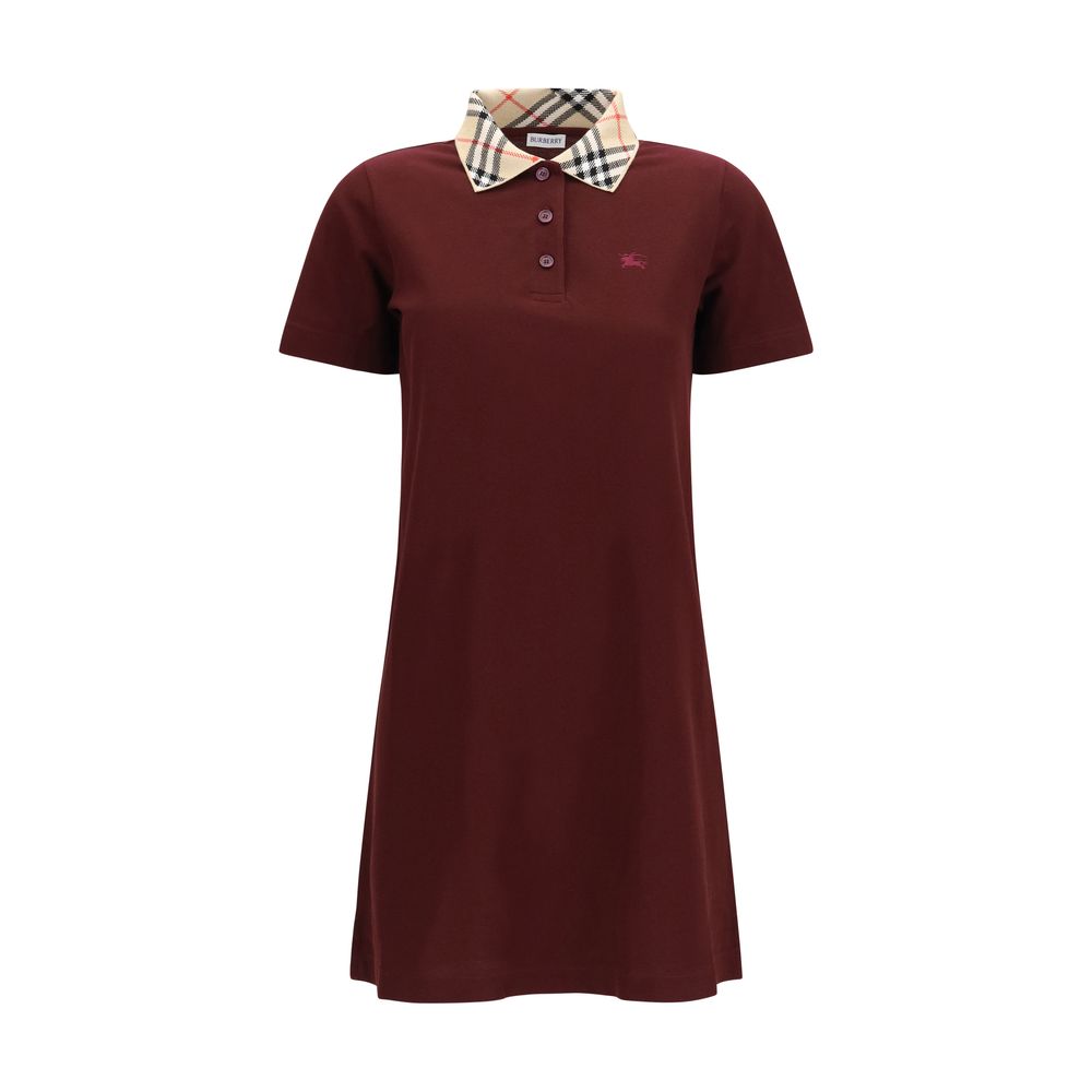 Burberry Collar Burgundy Cotton Casual Dress