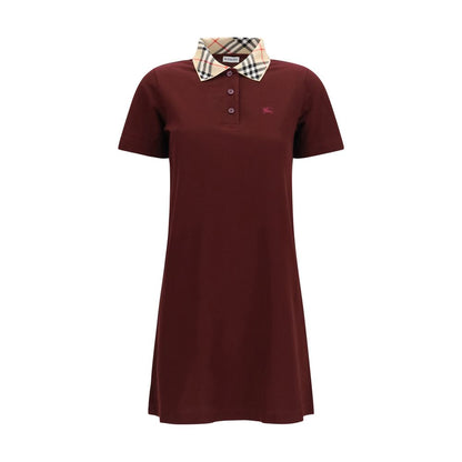 Burberry Collar Burgundy Cotton Casual Dress