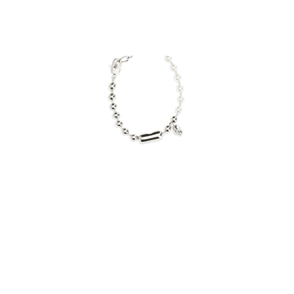 Alexander McQueen Pulsera De Latón Blanco - Acabado Refinado