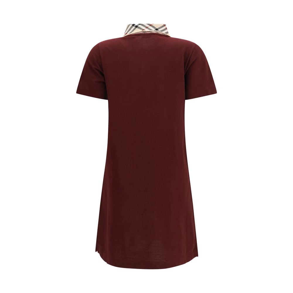 Burberry Collar Burgundy Cotton Casual Dress
