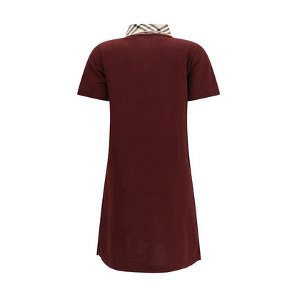 Burberry Collar Burgundy Cotton Casual Dress