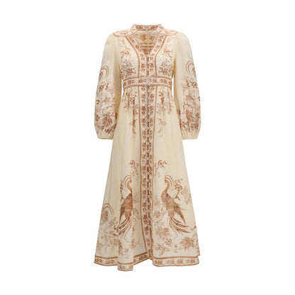 Vestido casual de lino beige Zimmermann