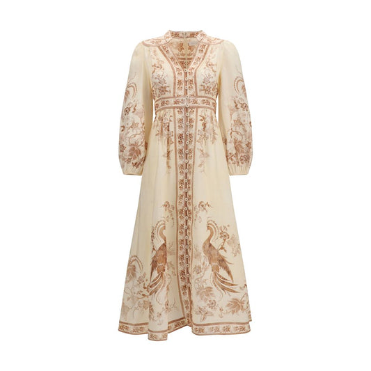 Vestido casual de lino beige Zimmermann