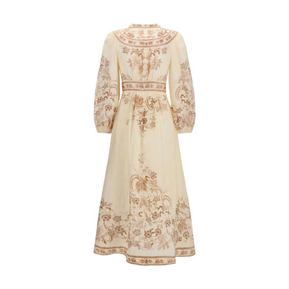 Vestido casual de lino beige Zimmermann