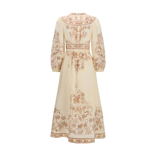 Vestido casual de lino beige Zimmermann