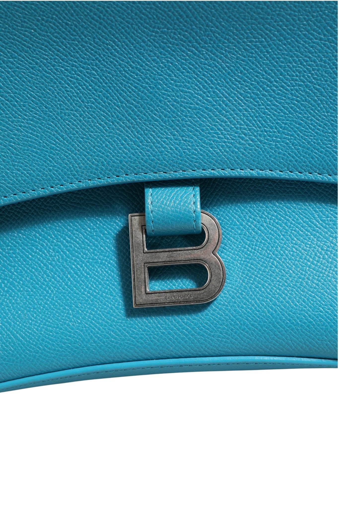 Balenciaga Sac bandoulière Downtown S en cuir de veau bleu