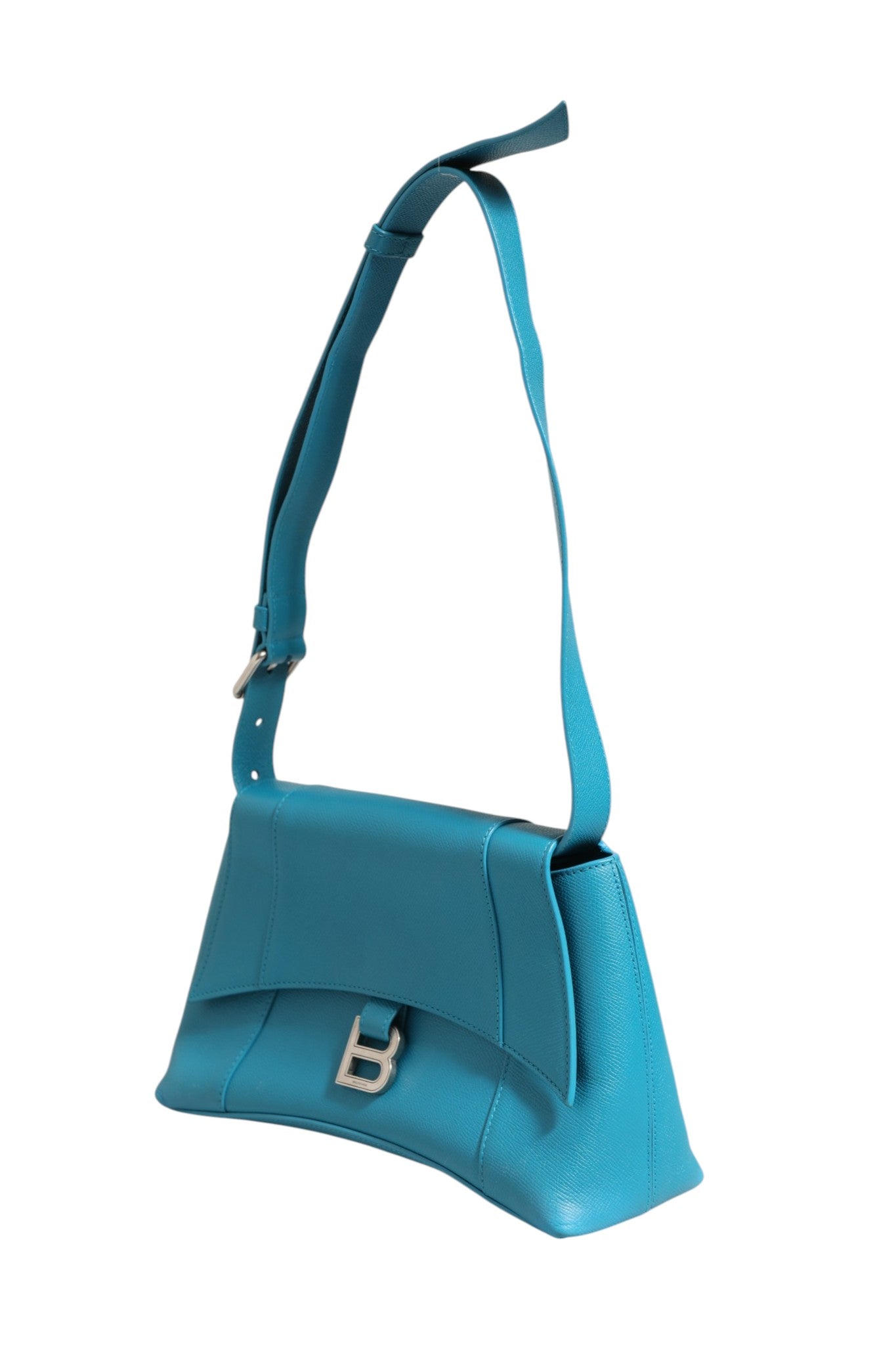 Balenciaga Sac bandoulière Downtown S en cuir de veau bleu