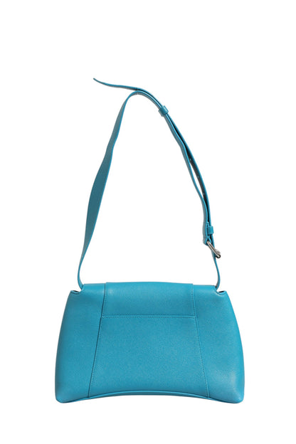Balenciaga Sac bandoulière Downtown S en cuir de veau bleu