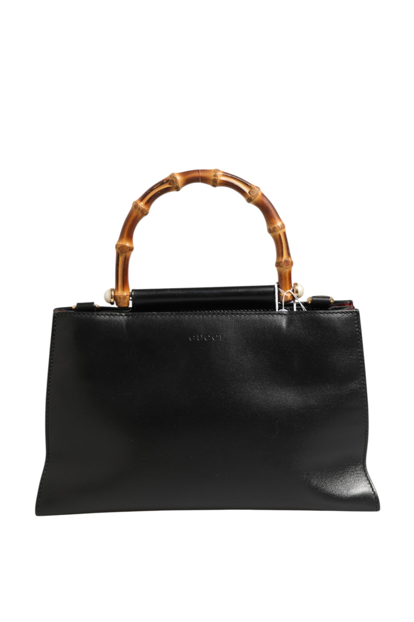Gucci Nymphaea Leather Top Handle Bag with Bamboo Handle