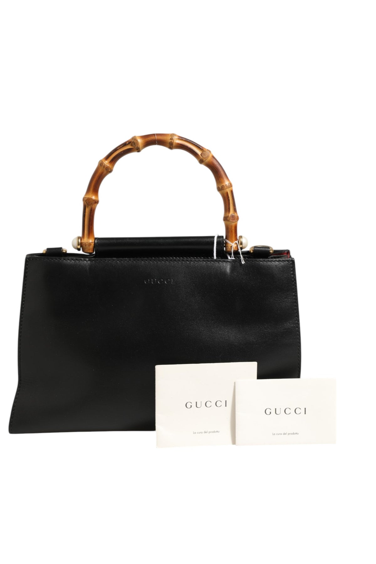 Gucci Nymphaea Leather Top Handle Bag with Bamboo Handle