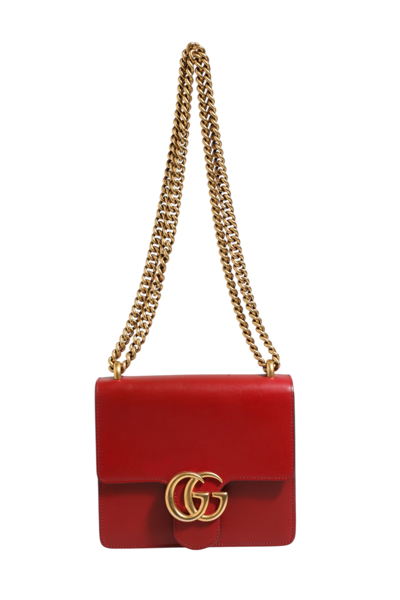 Gucci Small Rosso Ancora Leather Marmont Shoulder Bag