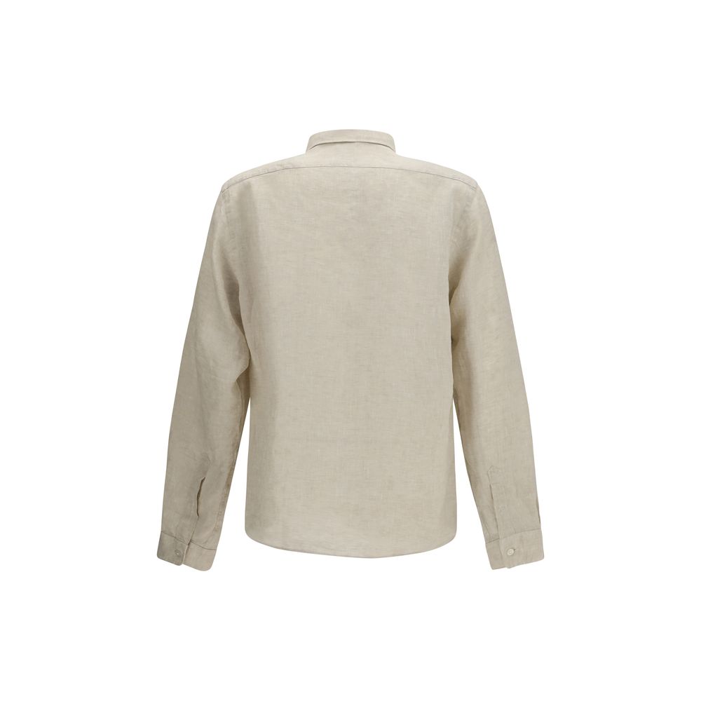 Chemise droite en lin beige Hugo Boss