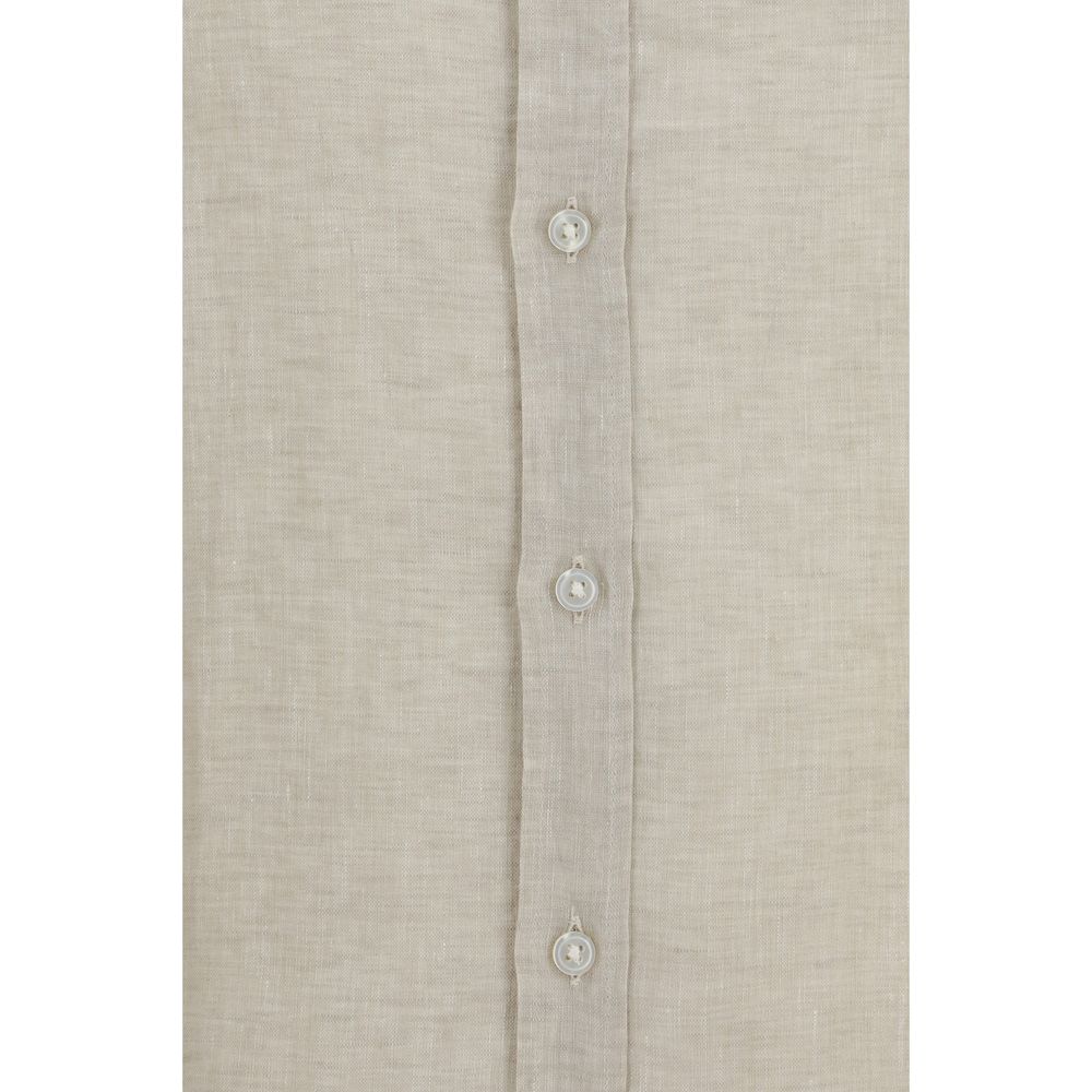 Chemise droite en lin beige Hugo Boss