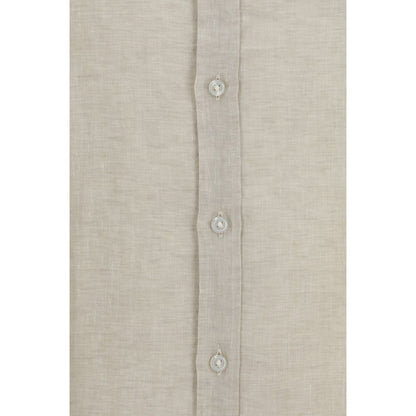 Chemise droite en lin beige Hugo Boss