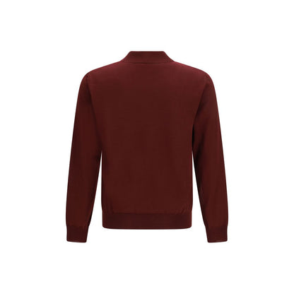Valentino Garavani Burgundy Merino Wool Embroidered VLogo Polo Shirt