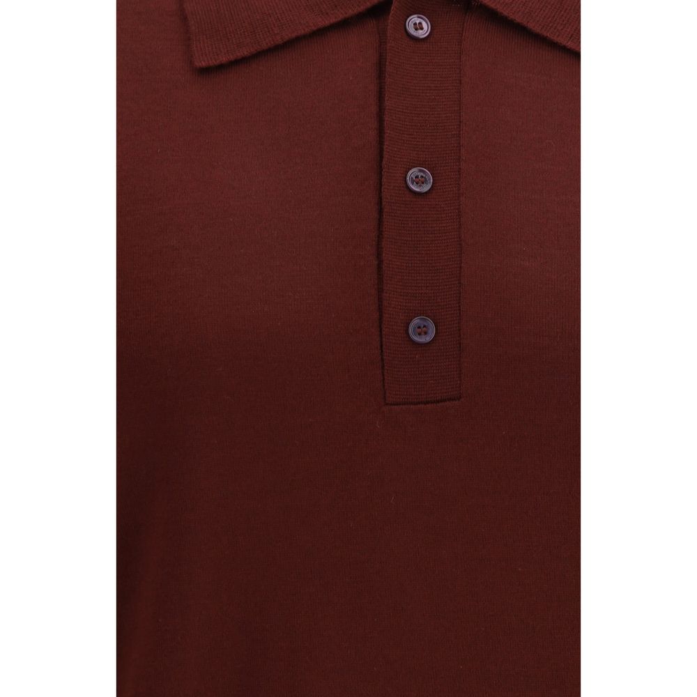Valentino Garavani Burgundy Merino Wool Embroidered VLogo Polo Shirt