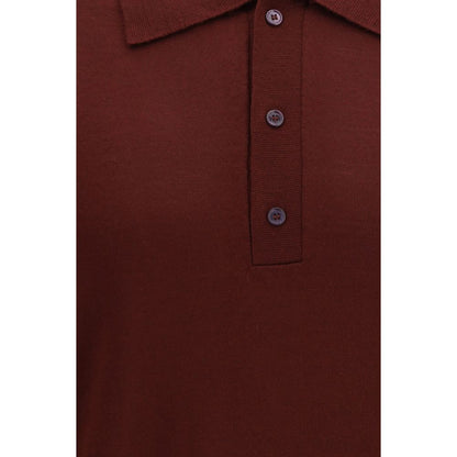 Valentino Garavani Burgundy Merino Wool Embroidered VLogo Polo Shirt