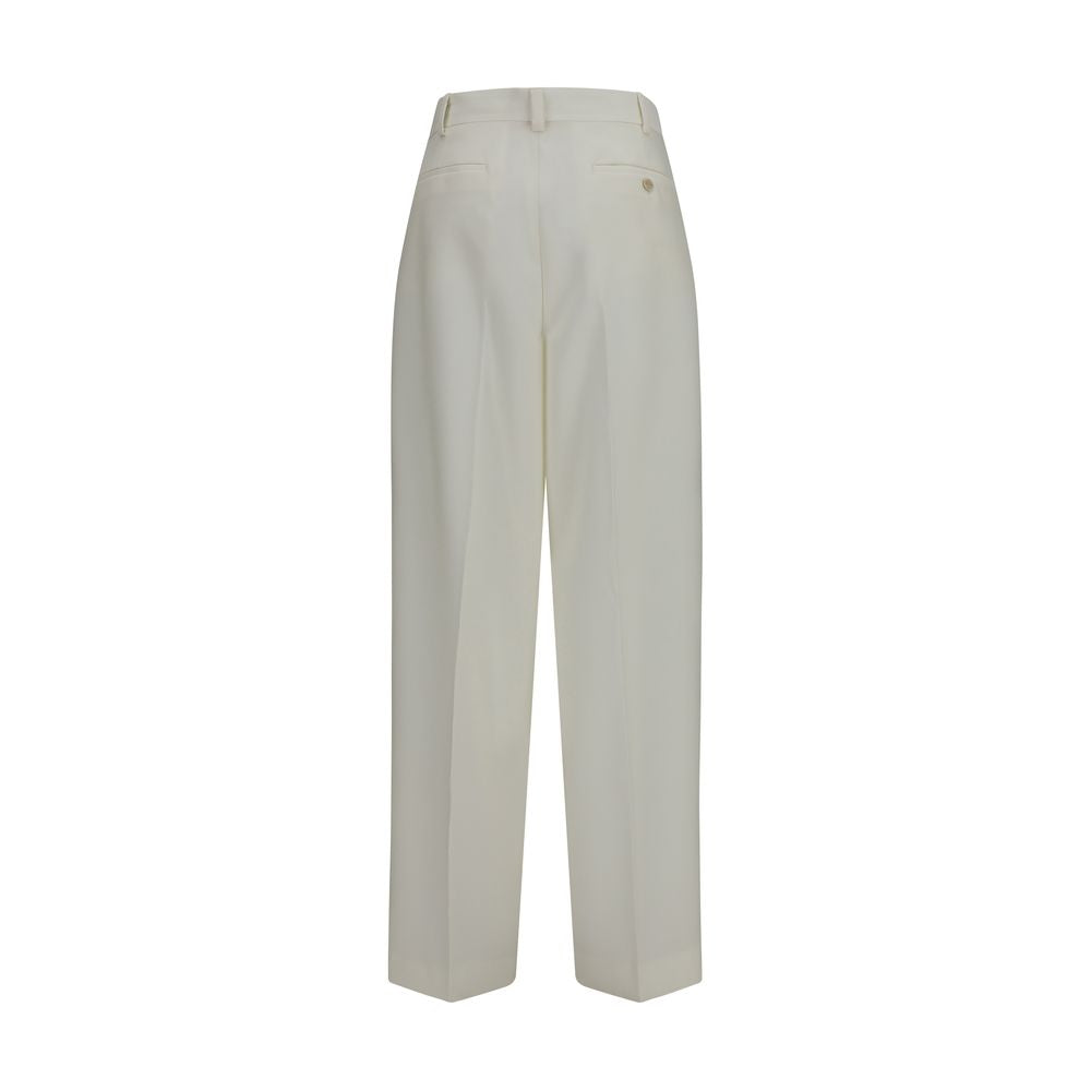 Calvin Klein Pantalon Casual Blanc en Laine Ovis Aries