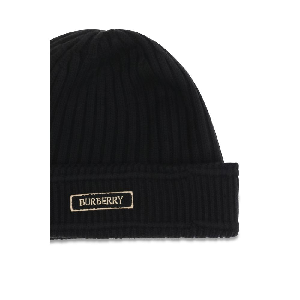 Burberry Black Wool Beanie With Ovis Aries Knit