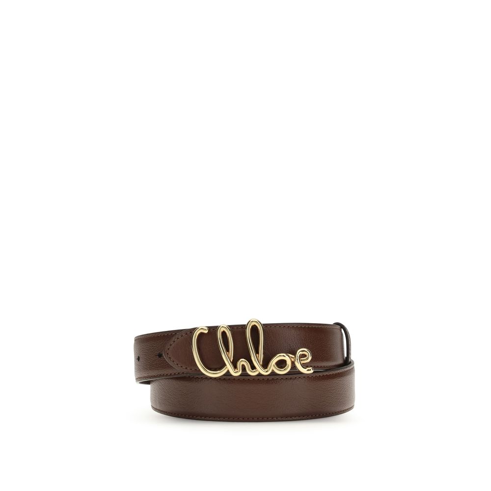 Ceinture classique en cuir de veau marron Chloé Bos Taurus