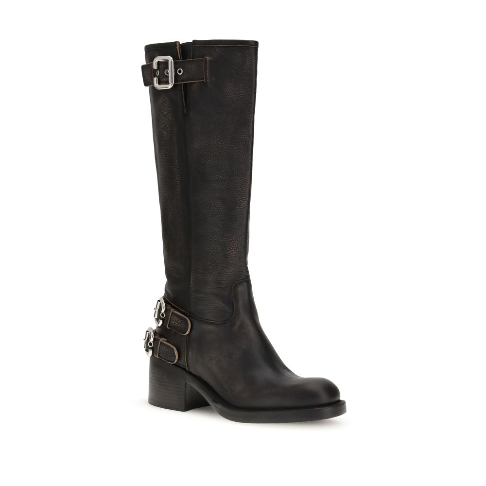 Botines Chloé De Piel Negra Estilo Motociclista Bos Taurus