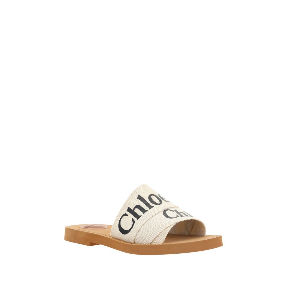 Sandalias planas Chloé de algodón blanco