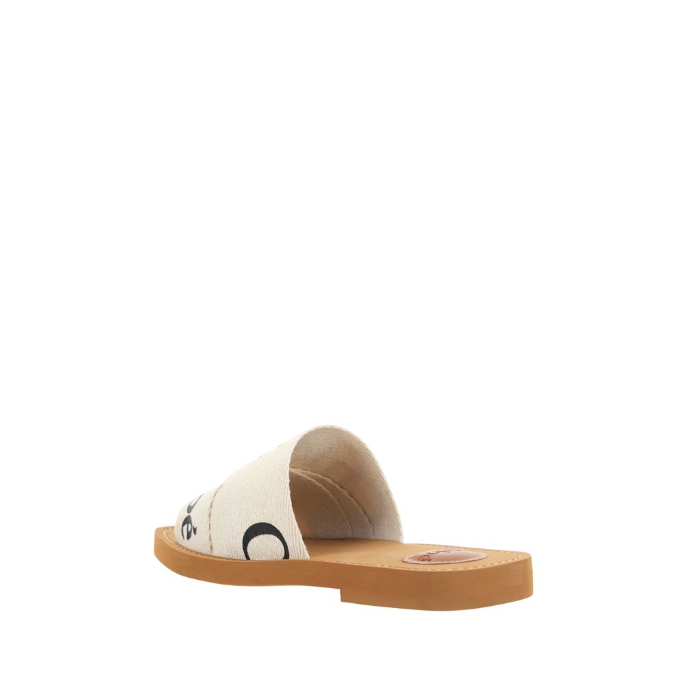 Sandalias planas Chloé de algodón blanco