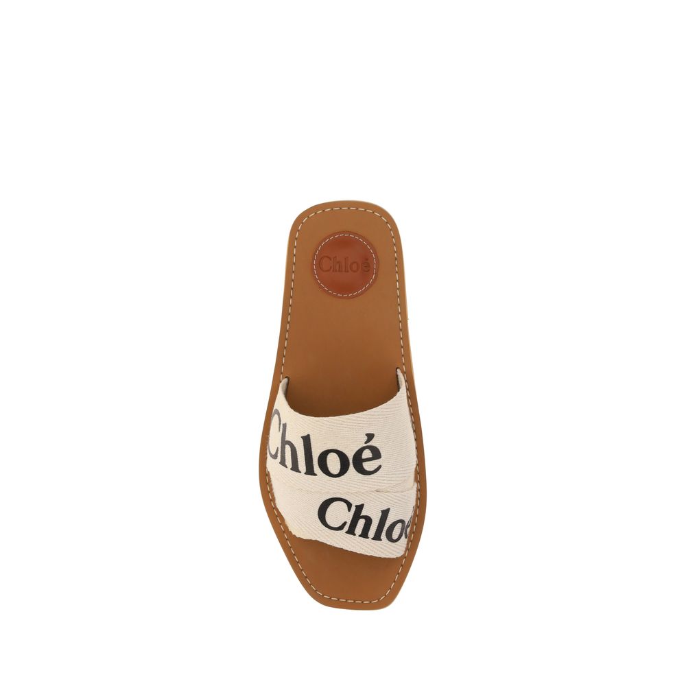 Sandalias planas Chloé de algodón blanco