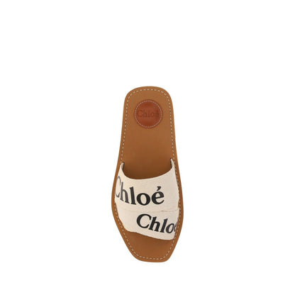 Sandalias planas Chloé de algodón blanco