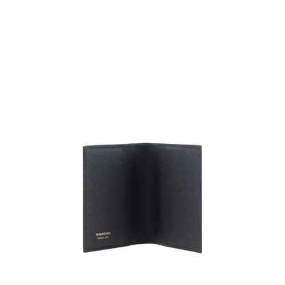 Portefeuille Ferragamo noir en cuir de veau modèle Bos Taurus