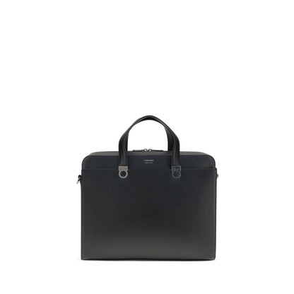 Portafolio Ferragamo de Piel de Becerro Negra Bos Taurus
