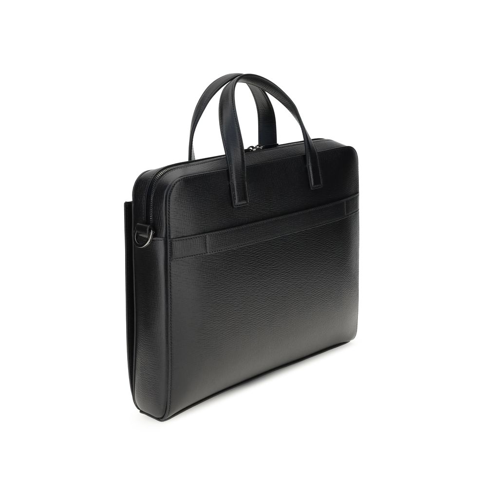 Portafolio Ferragamo de Piel de Becerro Negra Bos Taurus