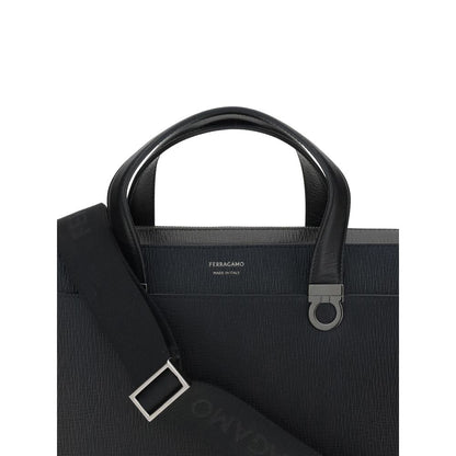 Portafolio Ferragamo de Piel de Becerro Negra Bos Taurus