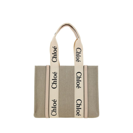 Bolso de mano de lino beige Chloé