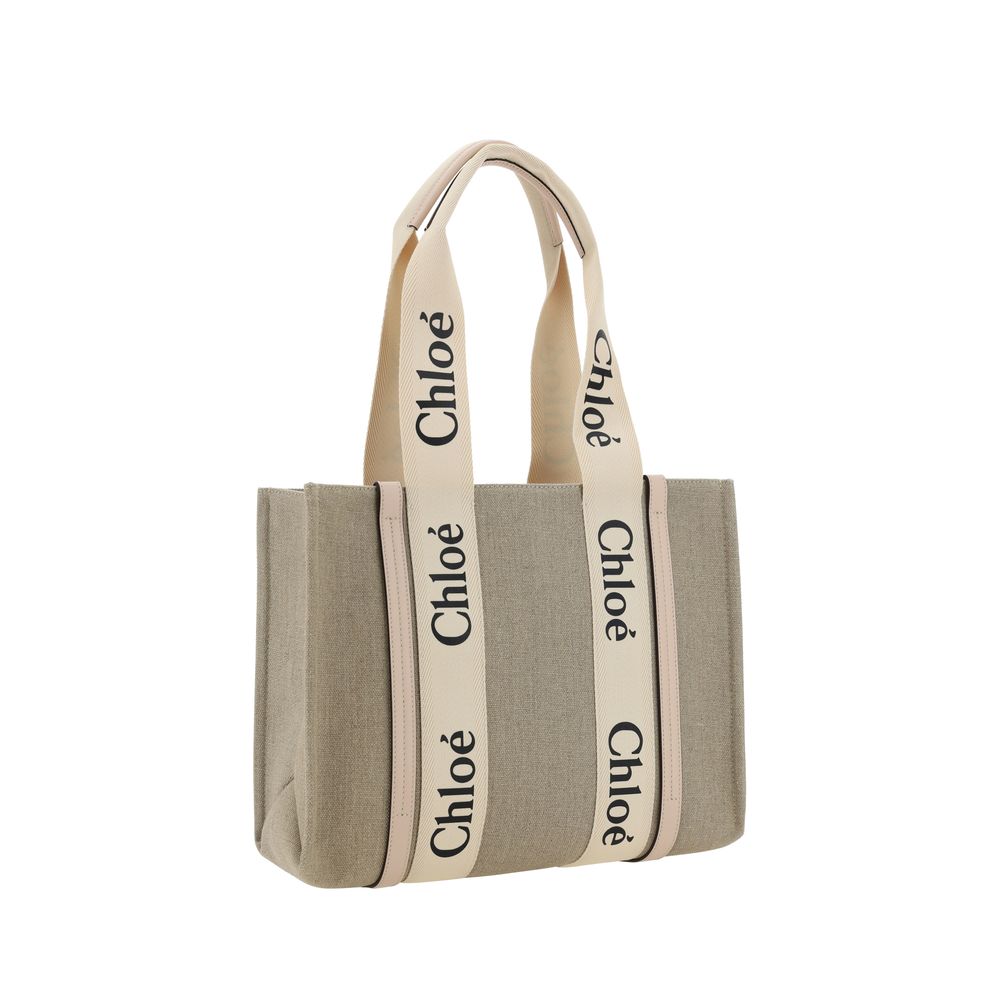 Bolso de mano de lino beige Chloé