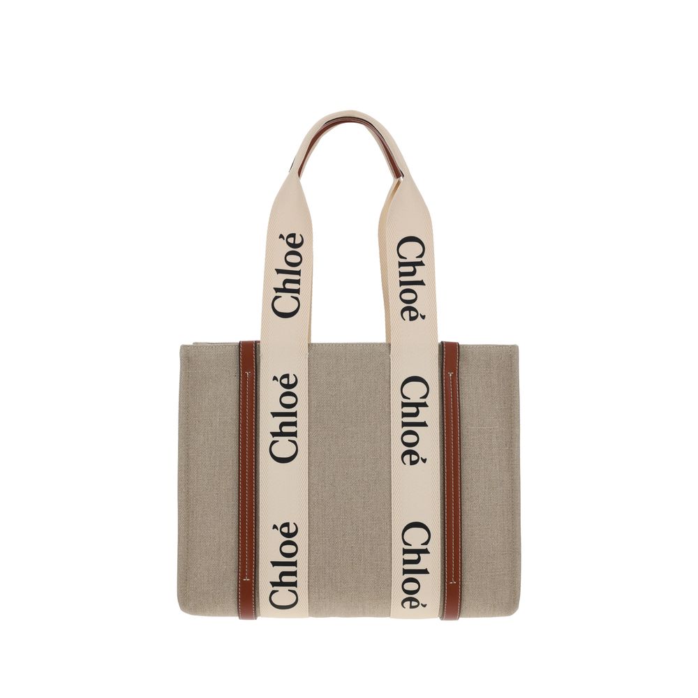 Bolso Bandolera Woody Chloé Ligero Y Estructurado En Lino Beige