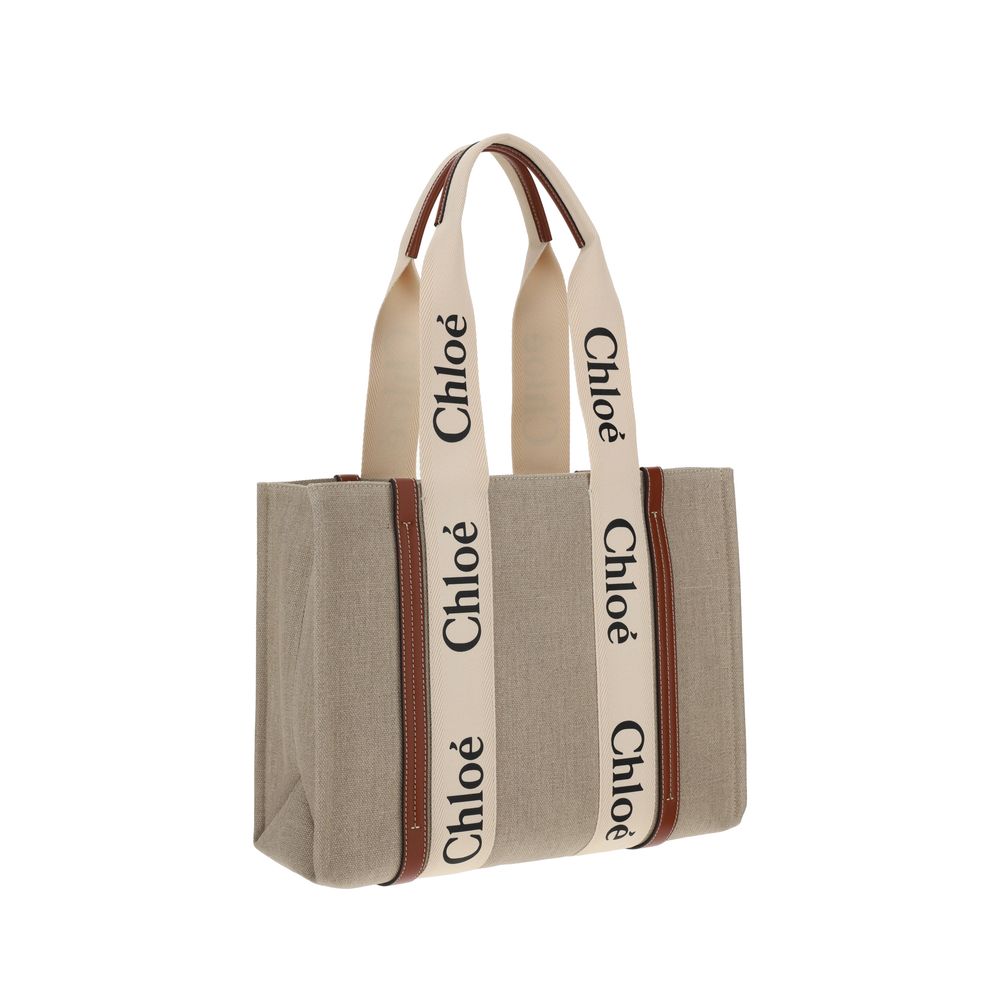 Bolso Bandolera Woody Chloé Ligero Y Estructurado En Lino Beige