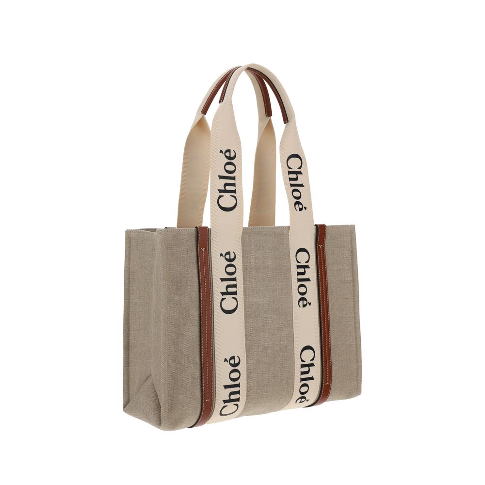 Bolso Bandolera Woody Chloé Ligero Y Estructurado En Lino Beige